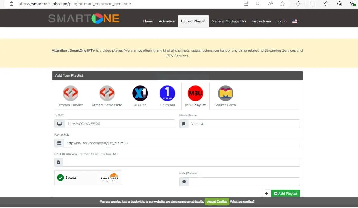 smart one iptv playlist